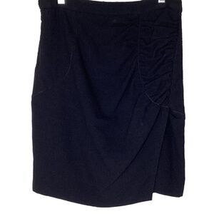 NEW Leon Max Limited Edition Black Wool Ruched Dark Academia Pencil Skirt Size 8